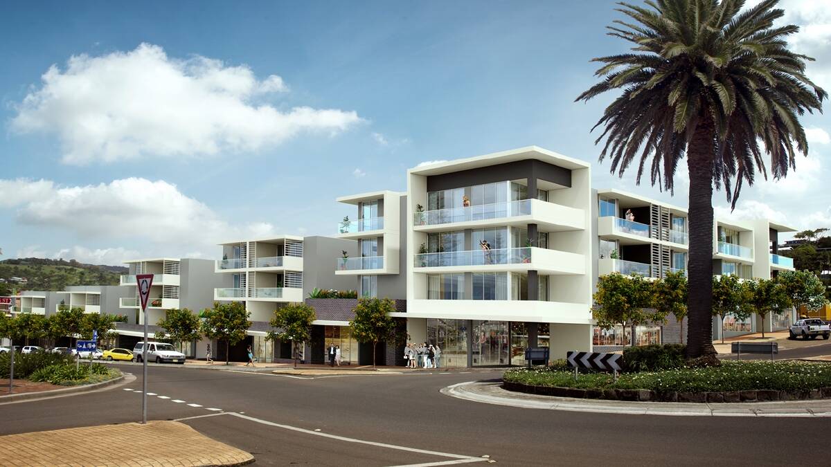MAJOR PROJECT: An artist's impression of the external of 'Bathers', Kiama. 'Bathers' is a major housing and retail complex on a long-vacant block in Kiama, located on the corner of Manning and Bong Bong streets. Picture: Supplied