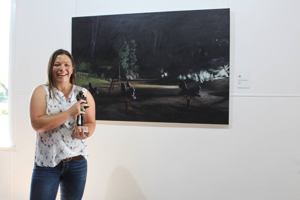 A first-time Glover Prize entrant, Orszulok’s work, Ponies, was inspired by a photograph of the playground at Cataract Gorge. Picture: Supplied