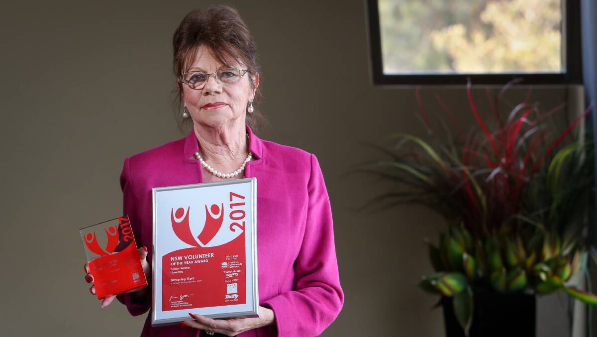 RECOGNITION: Beverley Kerr received both the Senior 2017 Illawarra Region Volunteer of the Year Award and the overall regional winner’s award. Picture: Adam McLean
