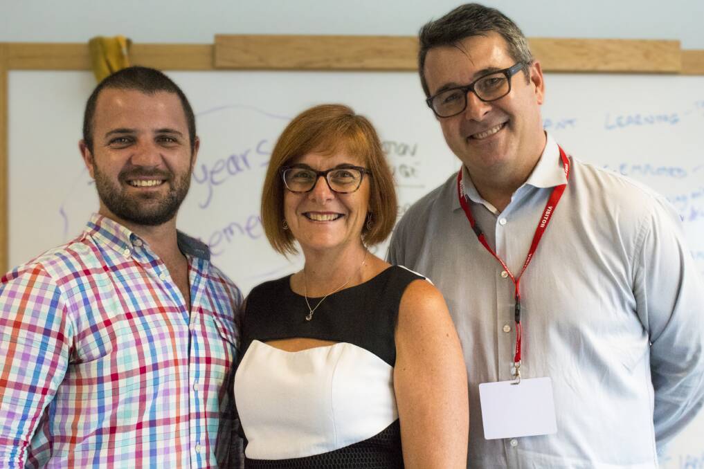 Toby Dawson, IRT Foundation manager with Debra Murphy, CEO of Regional Development Australia Illawarra and Peter Watts, chief executive of IRIS Research. Picture: Supplied