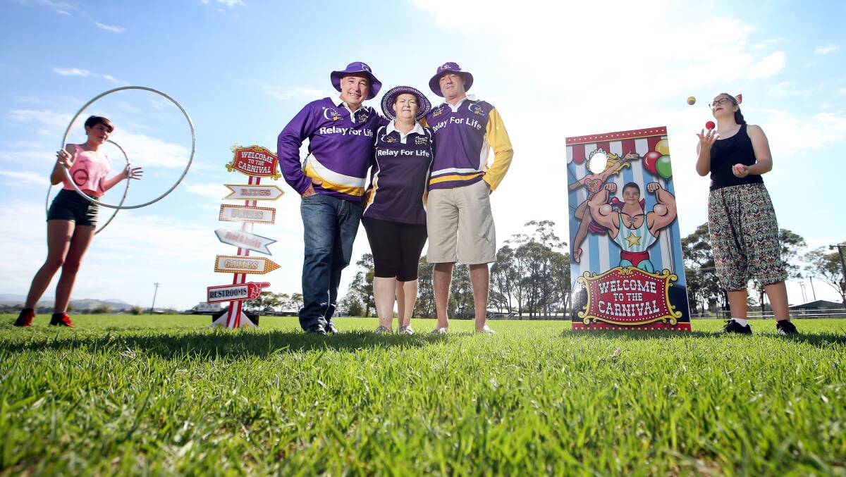 READY TO RELAY: Grant Plecas from Cancer Council, event ambassador Michaela Rees and Gary Rees at the launch of the Shellharbour Relay. Picture: Sylvia Liber 