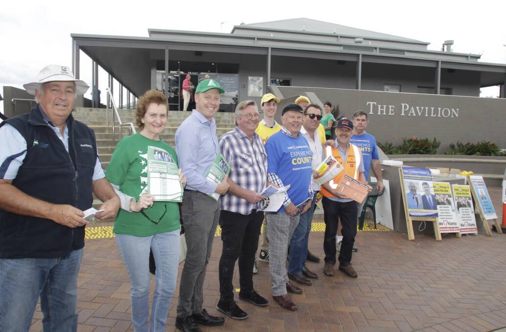 RUNNING FOR COUNCIL: It was a busy morning for Kiama council election candidates and their volunteers at The Pavilion on Saturday. Picture: Georgia Matts