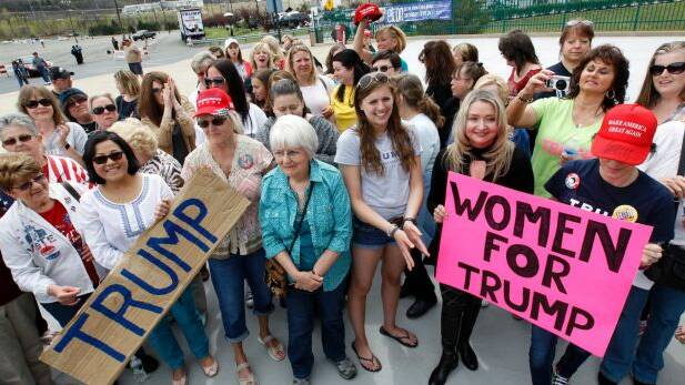 Women show support for Donald Trump Wilkes-Barre, Pennsylvania in April last year. Photo: AP
