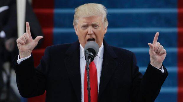 President Donald Trump delivering his inauguration speech. Photo: AP
