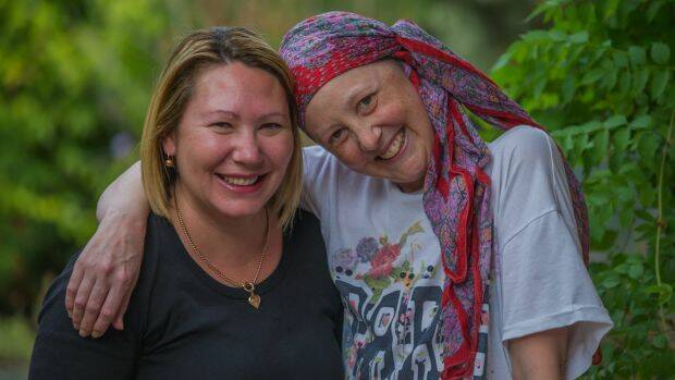 Connie Johnson (right) with her Canberra friend Amy English who was by her side constantly. Photo: Karleen Minney