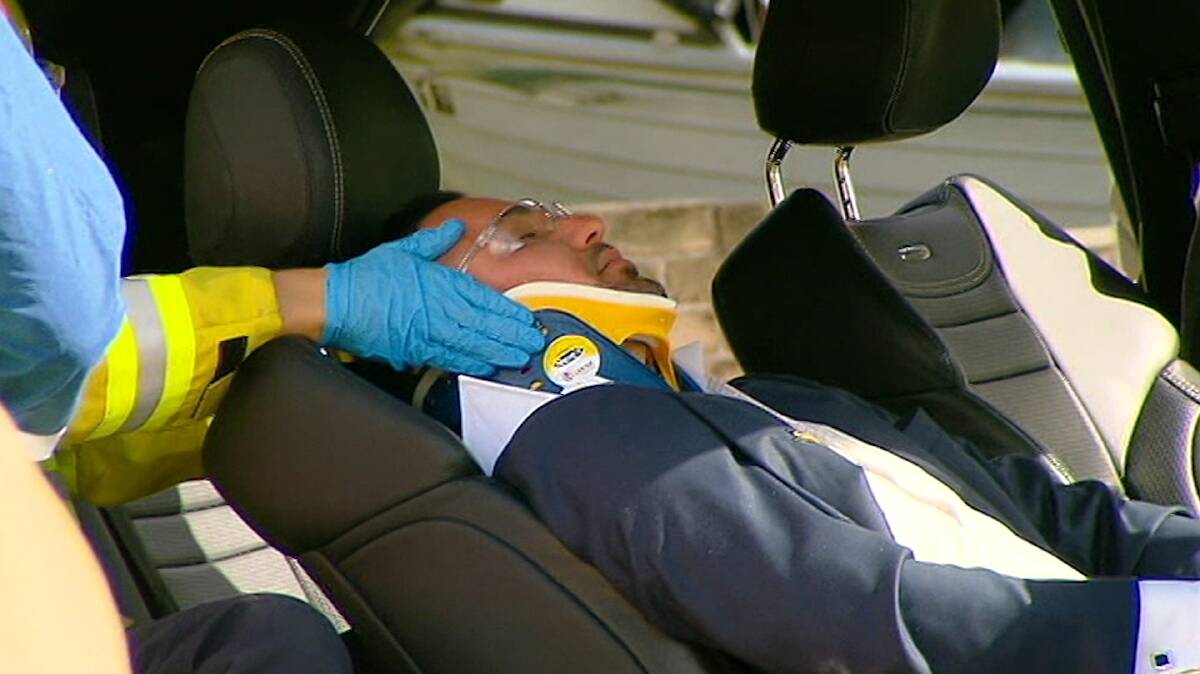 Salim Mehajer being treated by paradmedics after the crash. Photo: ABC News