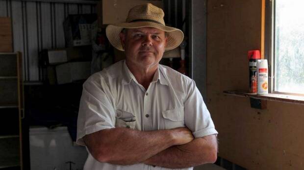 Paul Rogers stands in the shed on his farm where he had parked his Toyota ute, only to have it stolen by Gino and Mark Stocco. Photo: Blair Thomson