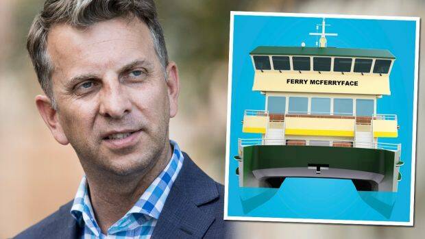 Transport Minister Andrew Constance says "Ferry McFerryface" will be renamed. Photo: Cole Bennets, Supplied
