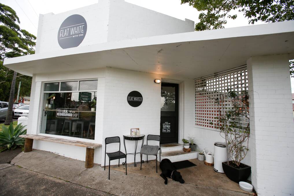 Flat White With One, Russell Vale: This new neighbourhood coffee store has taken the place of an old hamburger joint - a sign of the times in Wollongong suburbs. Picture: Adam McLean.