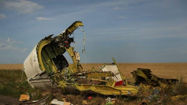 The rear fuselage of flight MH17 at the crash site in the fields outside the village of Grabovka in the self proclaimed Donetsk Republic, Ukraine. Picture: Kate Geraghty