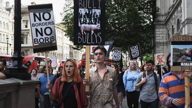 Young protesters walk towards Downing Street to protest against the United Kingdom's decision to leave the EU. Photo: Mary Turner/Getty Images