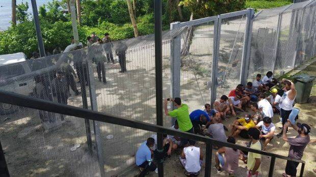 Refugees at the Manus Island regional processing centre protesting earlier this month.  Photo: Supplied
