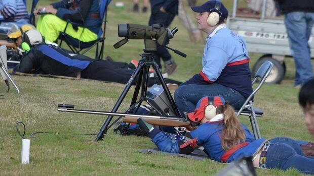 Target rifle shooting by New England Girls' School. Photo: David Rose
