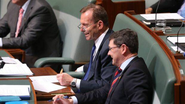 Tony Abbott was on the verge of schadenfreude overdose after question time. Photo: Andrew Meares