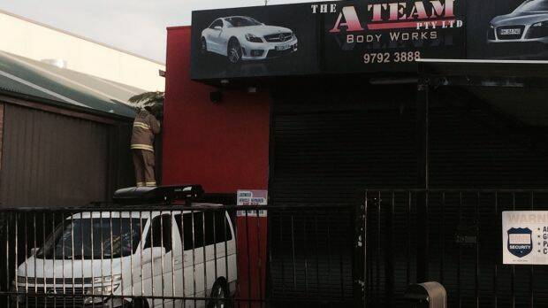 The shooting on April 9 occurred outside The A Team Body Works in Condell Park.  Photo: Supplied
