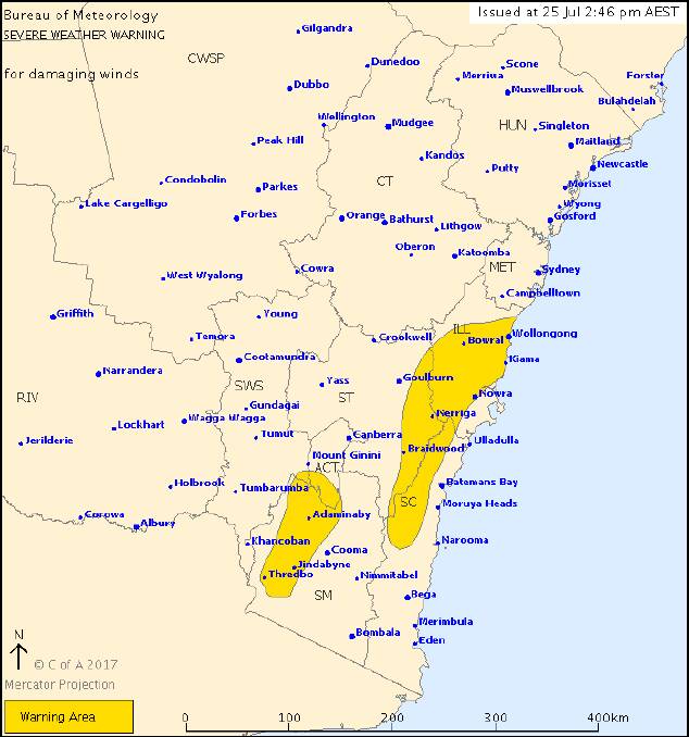Severe wind warning issued for the Illawarra