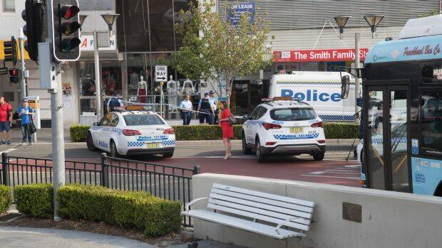 Police working at the crime zone after the shooting in Bankstown. Photo: Cole Bennetts
