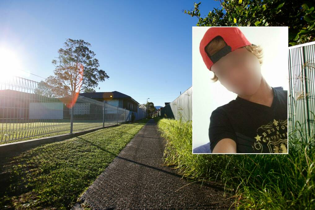 A laneway between Beveridge Street and Tongarra Road where the alleged assault occurred and, inset, the accused attacker. Main picture: Adam McLean