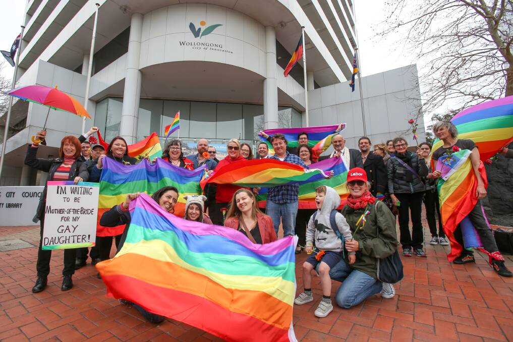 A group of politicians and supporters met outside the council’s Burelli Street headquarters back in August, in a push to hoist the rainbow flag outside the city building. Photo: Adam McLean