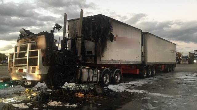 Firefighters were quickly on the scene of a truck fire at the southbound Marulan BP service station on Friday afternoon. Photos: Warren Denniss.