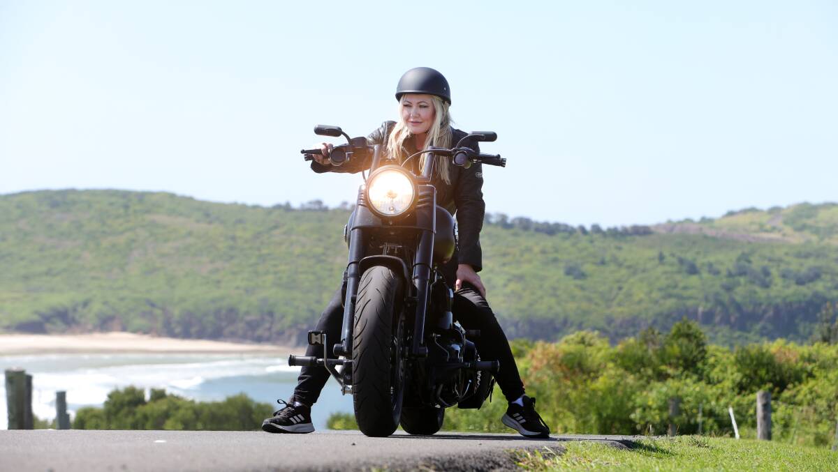 Veteran rider Sandy Norse on her Harley. 
