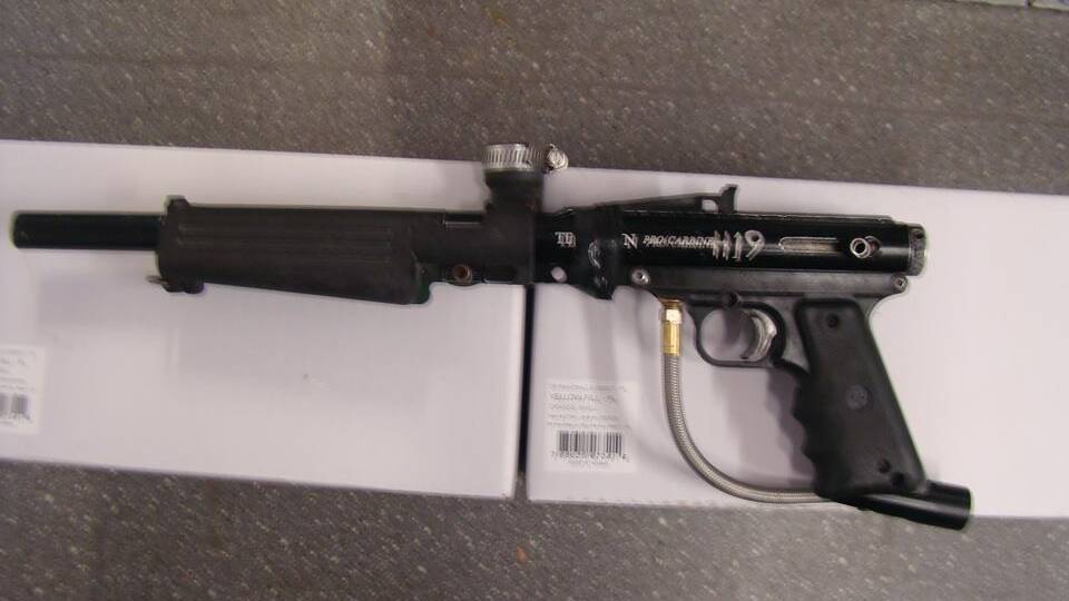 A Tippmann Pro-Carbine paint-ball gun. Photo: NSW Police
