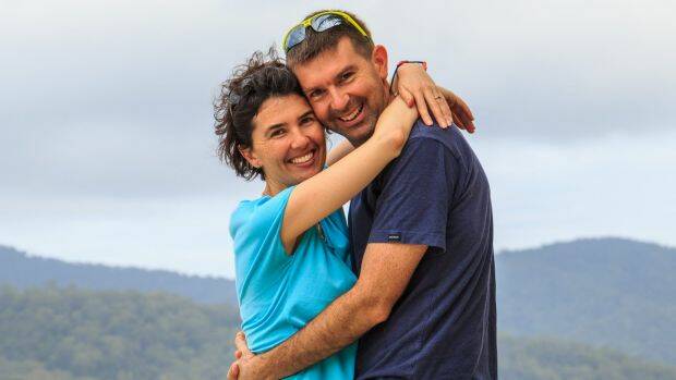 Ruth and Andrew Terracini on holidays in Far North Queensland, re-enacting their wedding photo. It was their last holiday together before Ruth died in August 2015. Photo: Supplied
