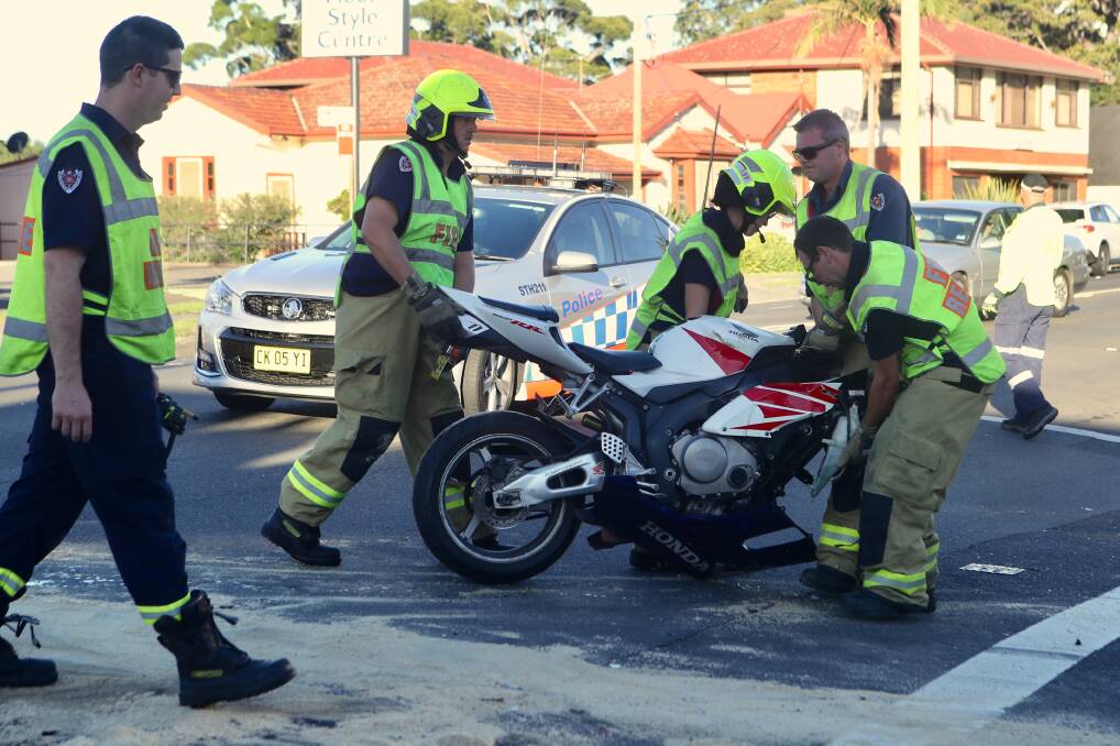 Emergency crews at the scene of the Wollongong crash. Photo: Adam McLean