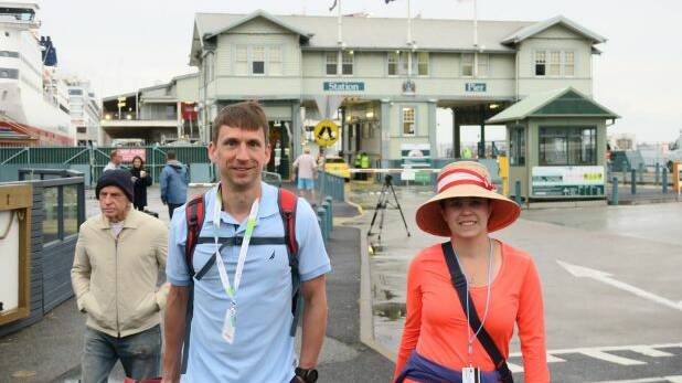 Ashley and Trevor Wagner at Station Pier, Port Melbourne.  Photo: Deborah Gough
