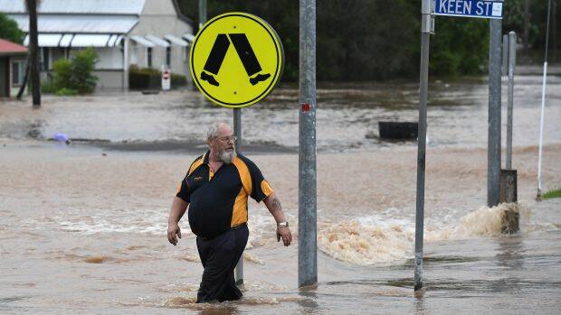 Lismore's CBD is flooded after the Wilsons River breached its banks early on Friday. Photo: AAP
