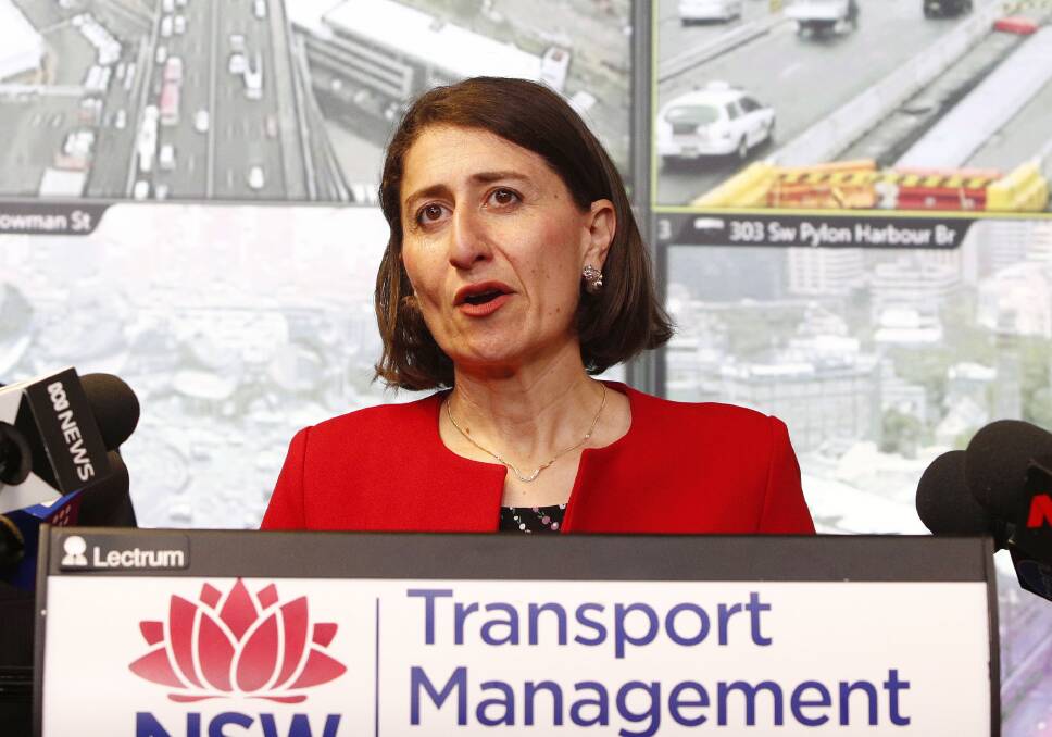 NSW Premier Gladys Berejiklian at the Transport Management Centre in Sydney on Monday. Photo: AAP