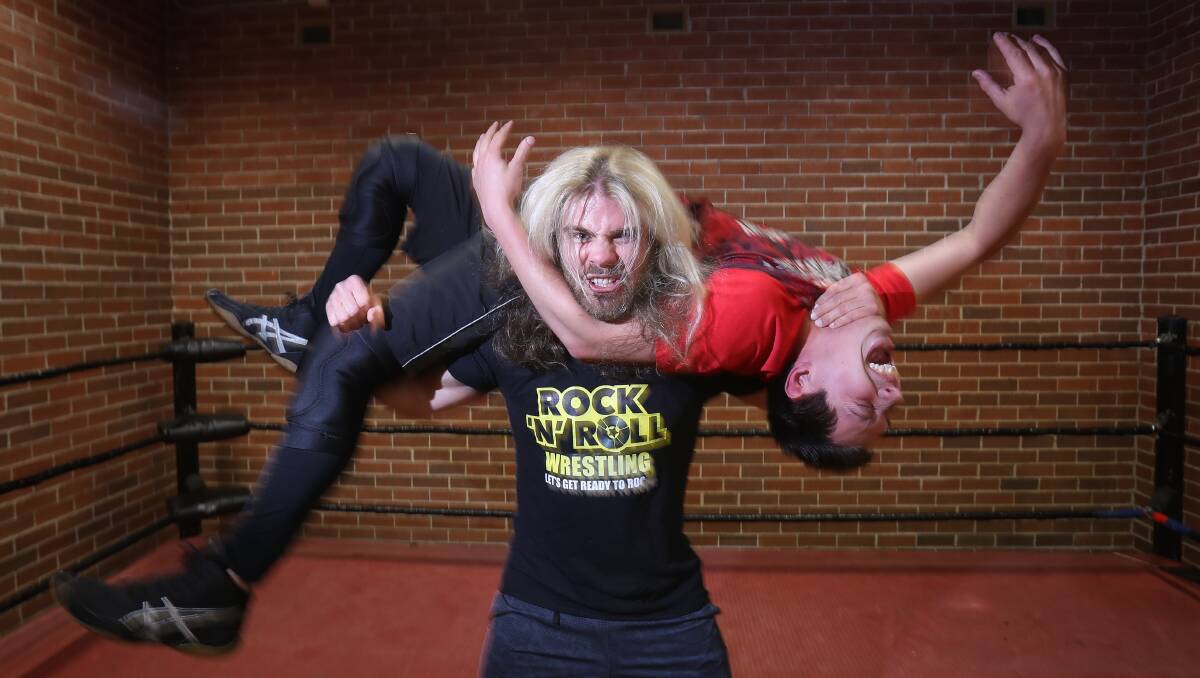 Potter in action at the Rock ‘n’ Roll Wrestling Academy. Photos: Adam McLean