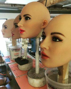 Customers can choose the robot's eye colour, nipple shape and fingernail type.  Photo: Facebook/RealDoll
