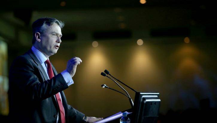Rio Tinto CEO Jean-Sebastien Jacques is seen speaking at a Melbourne Mining Club event in Melbourne. Photo: Pat Scala