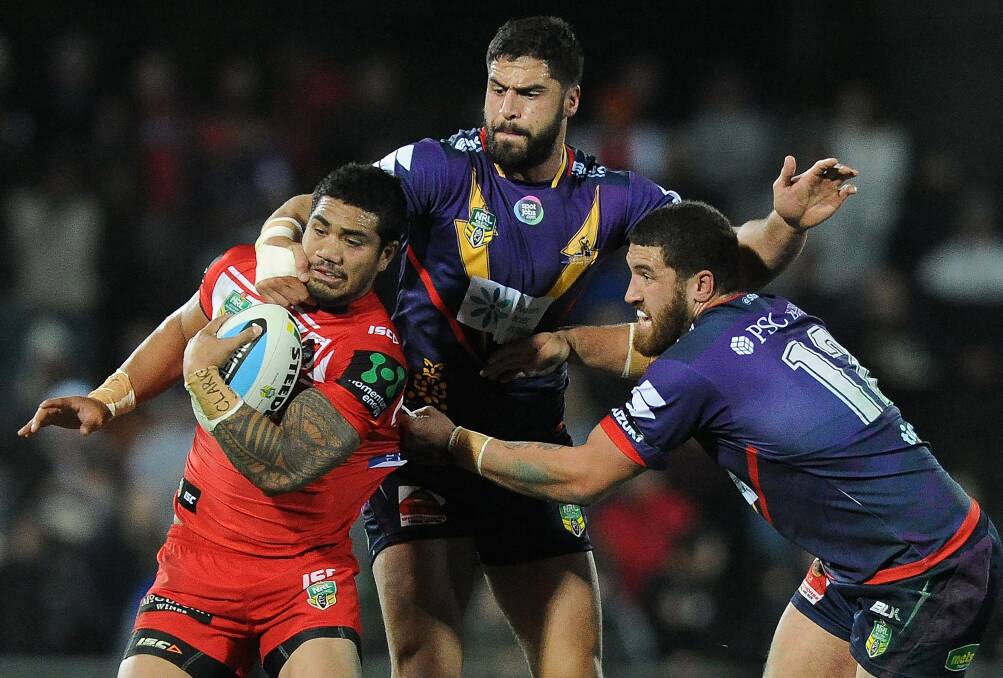 Dragon Peter Mata'utia hopes to gain bragging rights over his brothers this weekend. Picture: GETTY IMAGES