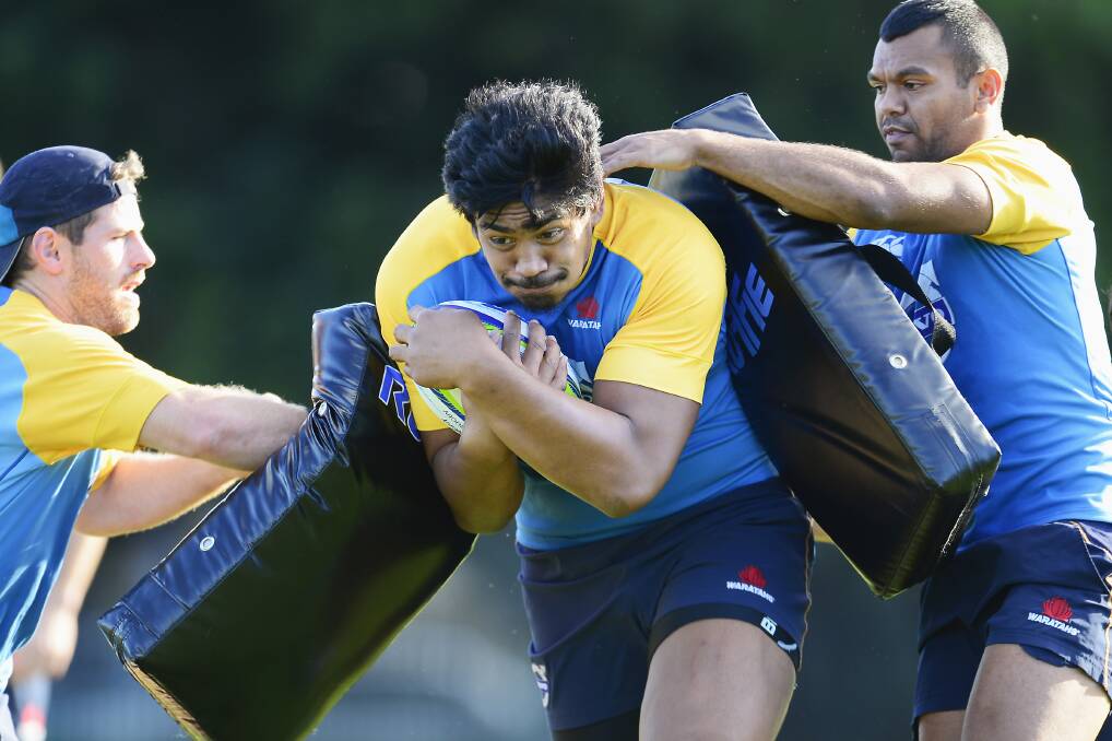 Will Skelton carries the ball during training at Allianz Stadium on Tuesday. Picture: GETTY IMAGES