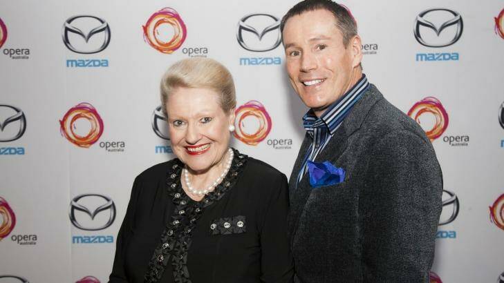 Bronwyn Bishop and entertainment reporter Craig Bennett on the red carpet at an Opera Australia performance of <em> La Boheme</em> at The Domain in 2013.