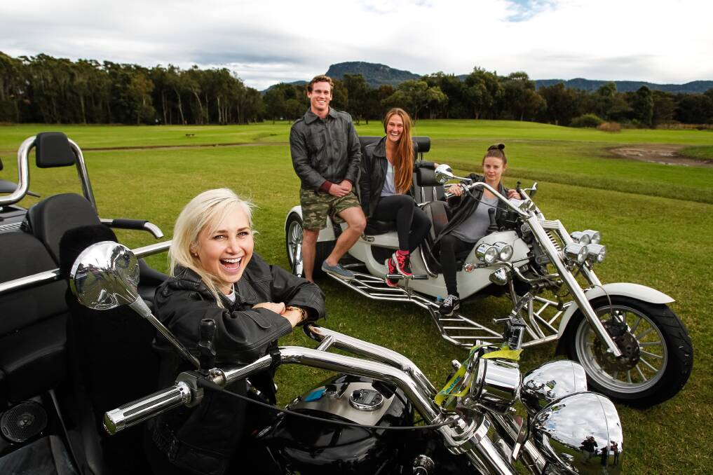 Jennah-Louise Salkeld (front) won a weekend adventure in Wollongong as part of a Destination Wollongong campaign. Her friends Blake Northfield, Sally Bird and Lisa Bullen shared the experience. Picture: CHRISTOPHER CHAN