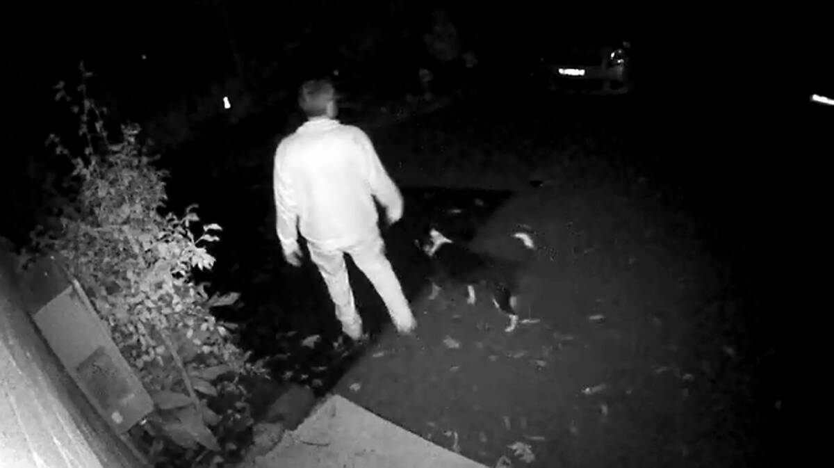 Private property: Security camera footage shows a middle-aged man wandering around Anthony Rowley's Buttenshaw Drive property in Coledale.