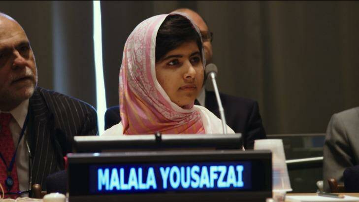 Malala Yousafzai at the United Nations General Assembly in New York City in 2013. Photo: Fox Searchlight Pictures