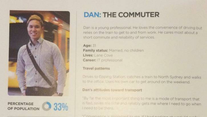 Dan: A commuter used in a recent internal TNSW case study, who travels in an absurd manner to work