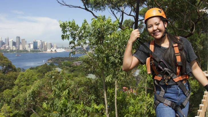 Swinging time: Enjoy the views and adventure on the new Wild Ropes course at Taronga Zoo.
