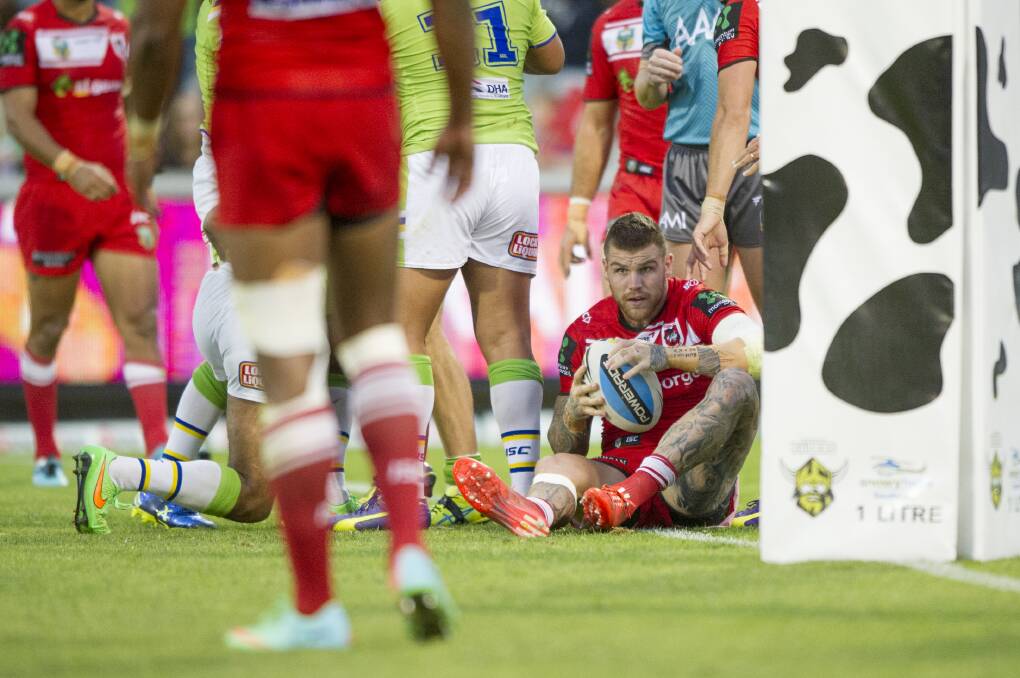 St George Illawarra fullback Josh Dugan could be dogged all season by his ankle injury. Picture: JAY CRONAN