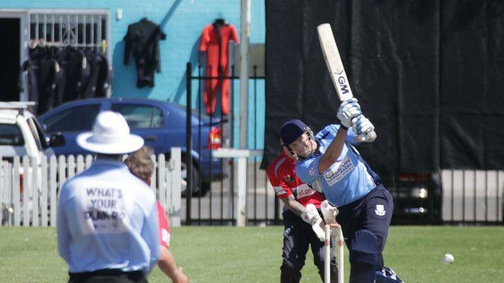 Shane Watson in action for Sutherland at Coogee Oval on Sunday. Photo: Mick Tsikas