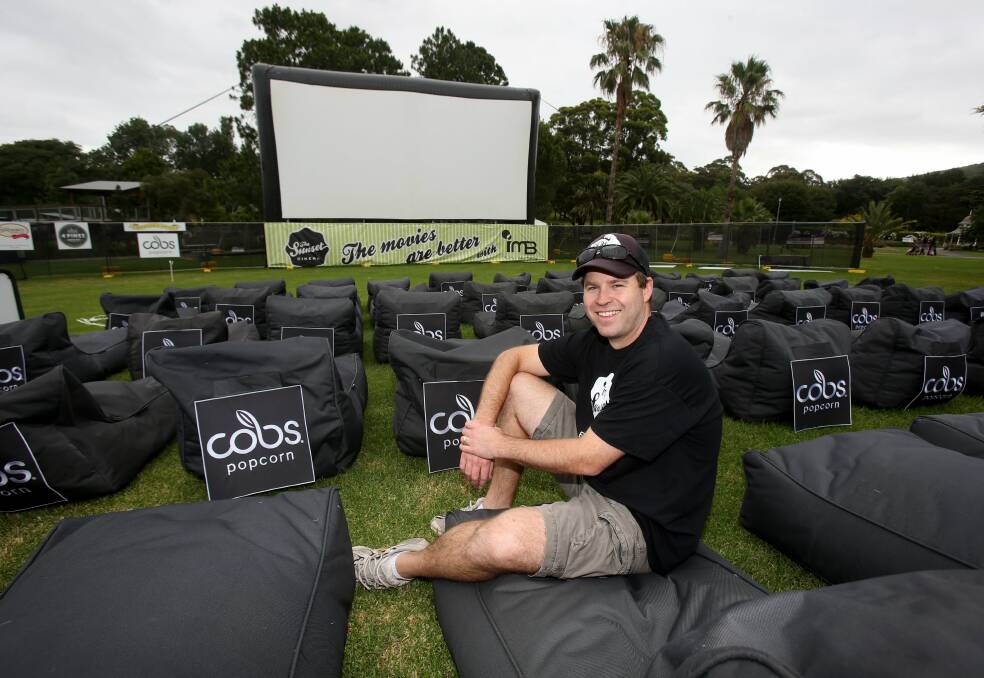 Sunset Cinema organiser Simon Rollin relaxes at the Wollongong Botanic Garden ahead of the first screening. Picture: ROBERT PEET