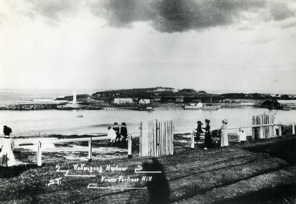 A view of Wollongong Harbour from Cliff Road c1900. The coke works was once located in the embankment between the building on the left and the lighthouse. Picture: From the collections of WOLLONGONG CITY LIBRARY  and ILLAWARRA HISTORICAL SOCIETY