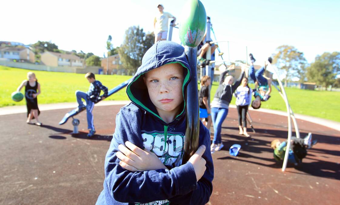 Disgraceful: Blayke Cook, 9, of Warrawong, is not happy about the state of Howard Fowles Park. Picture: SYLIVA LIBER
