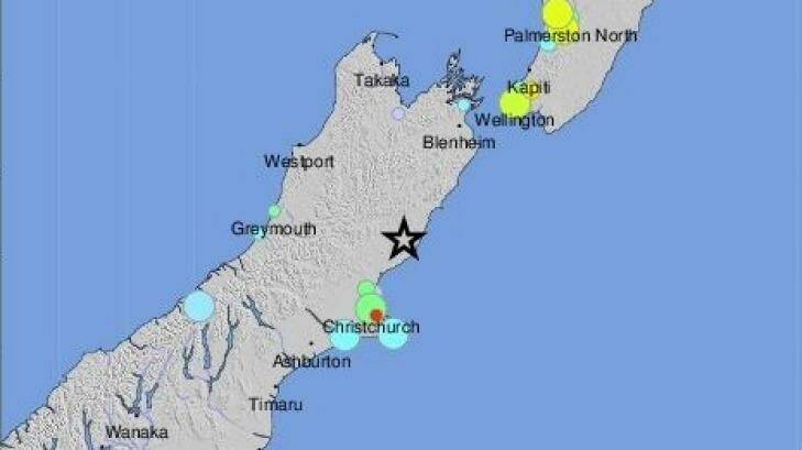 The strong earthquake, with a magnitude of at least 6.6, struck the south island of New Zealand. Photo: US Geological Survey
