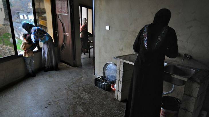 Syrian refugees in a flat in the southern Lebanon town of Shebaa. Photo: Fadi Yeni Turk