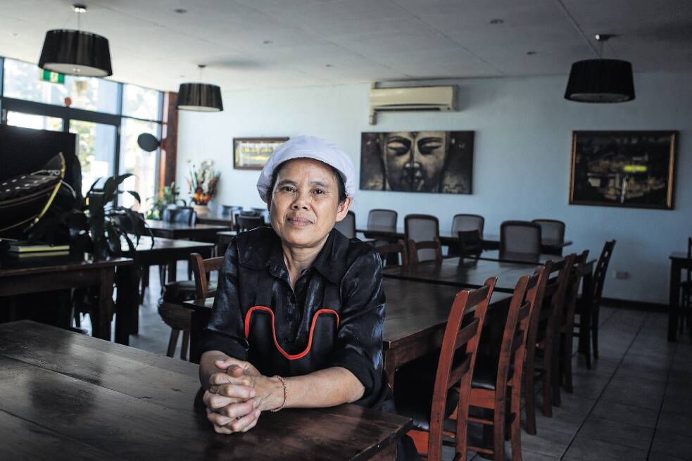 High rent:  Phaithoon Stenton at the Figtree Thai Basil restaurant she owns. She has closed the Wollongong store (below). Picture: ADAM McLEAN